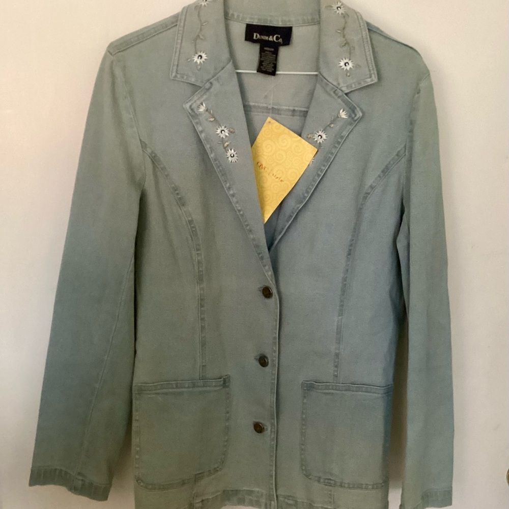 Denim & Co. Embroidered Denim Blazer
